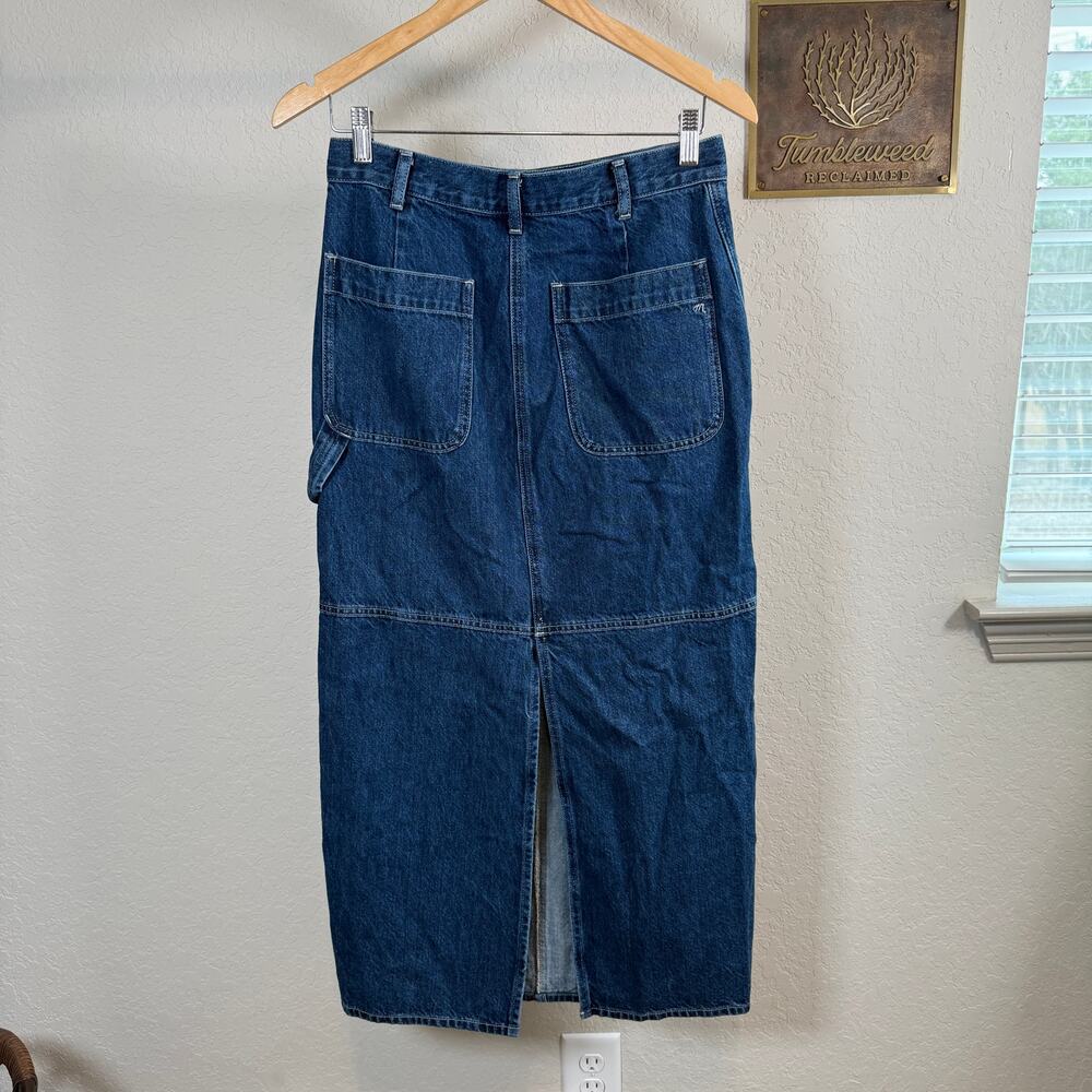 Women's Madewell Denim‎ Blue Jean Cargo Pieced Midi Skirt Size 26 Small - Picture 6 of 8